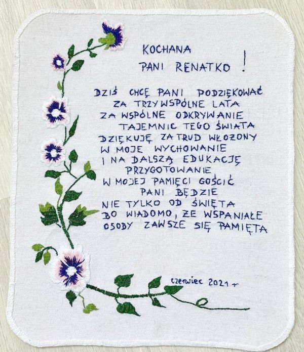 haftowana recznie kartka pamiatka prezent unikalni pl
