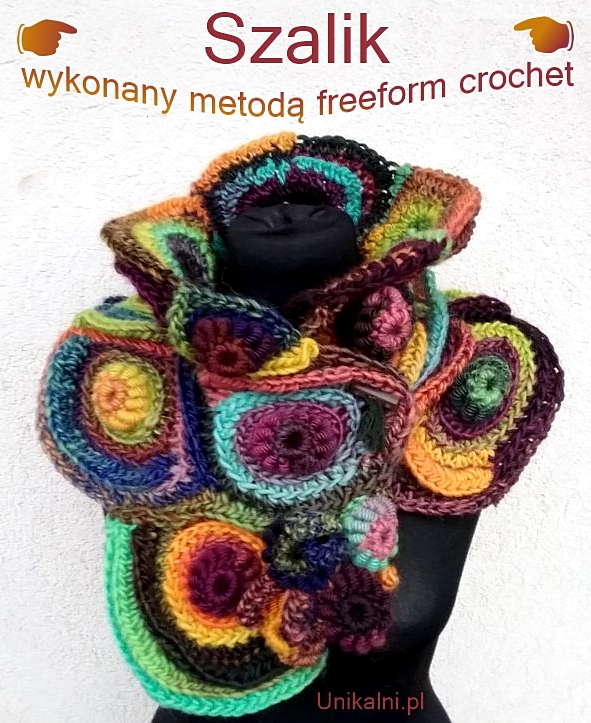 jesienny szl szalik na szydelku freeform crochet unikalni pl