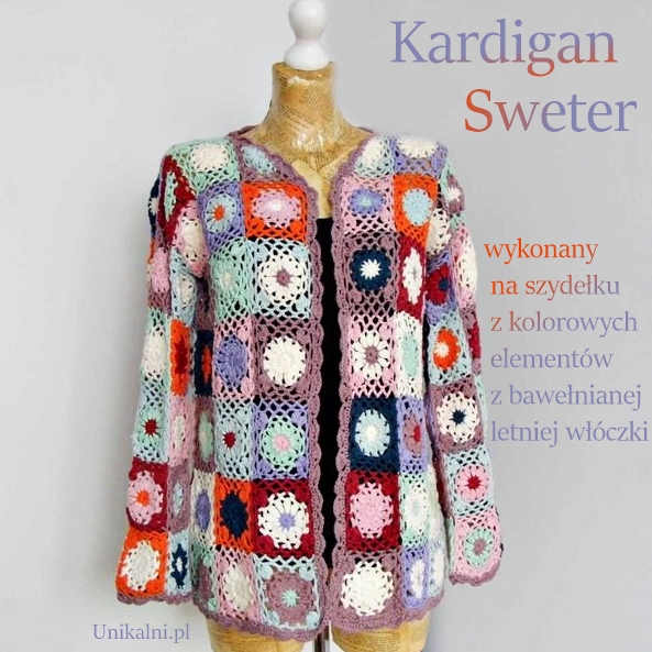 kardigan sweter kolorowy na lato recznie robiony unikalni pl