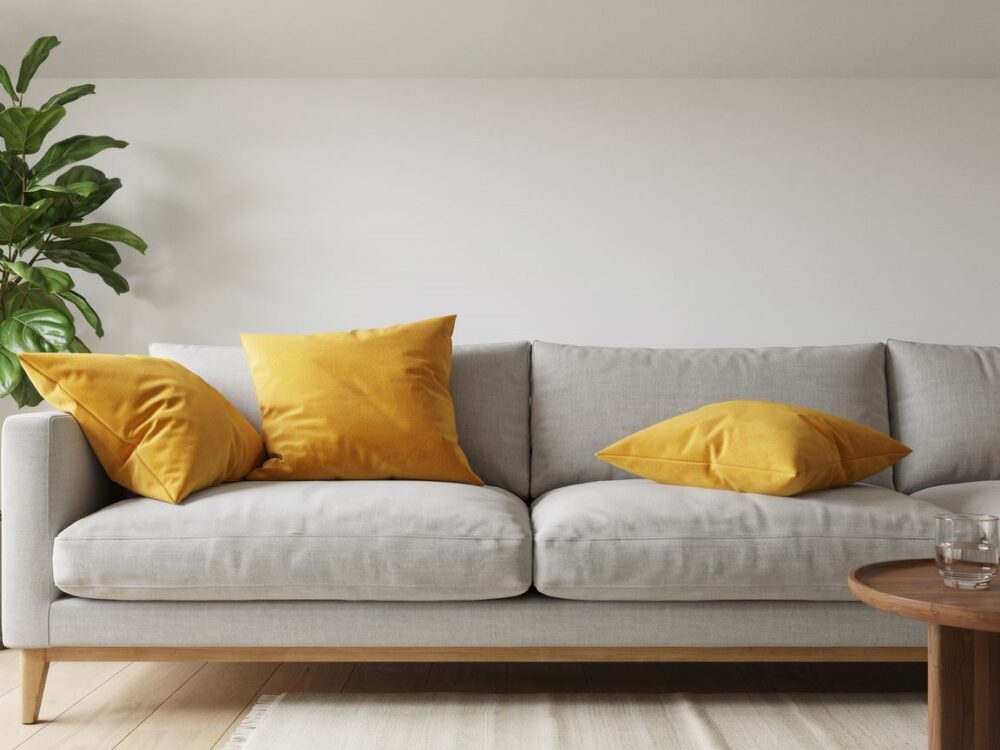 nowoczesna szara sofa