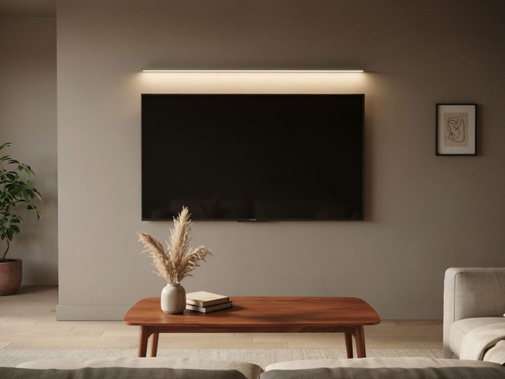 nowoczesne oświetlenie LED przy telewizorze